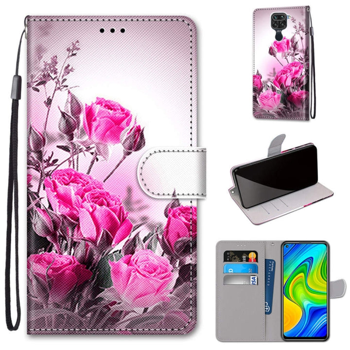 Coloured Drawing Cross Texture Horizontal Flip PU Leather Case with Holder & Card Slots & Wallet & Lanyard, For Xiaomi Redmi 10X 4G / Note 9