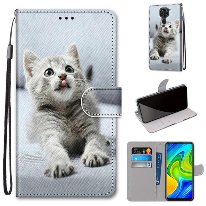 Coloured Drawing Cross Texture Horizontal Flip PU Leather Case with Holder & Card Slots & Wallet & Lanyard, For Xiaomi Redmi 10X 4G / Note 9