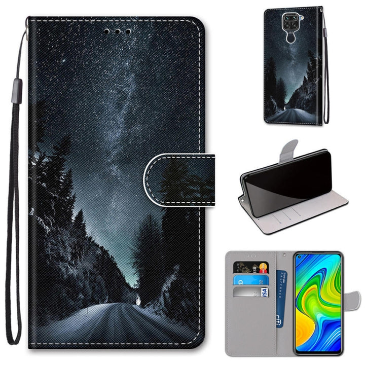 Coloured Drawing Cross Texture Horizontal Flip PU Leather Case with Holder & Card Slots & Wallet & Lanyard, For Xiaomi Redmi 10X 4G / Note 9