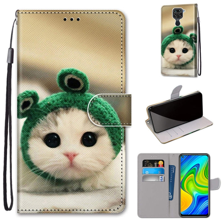 Coloured Drawing Cross Texture Horizontal Flip PU Leather Case with Holder & Card Slots & Wallet & Lanyard, For Xiaomi Redmi 10X 4G / Note 9