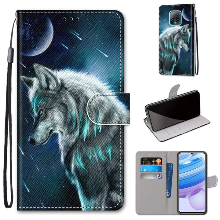 Coloured Drawing Cross Texture Horizontal Flip PU Leather Case with Holder & Card Slots & Wallet & Lanyard, For Xiaomi Redmi 10X 5G / 10X Pro 5G