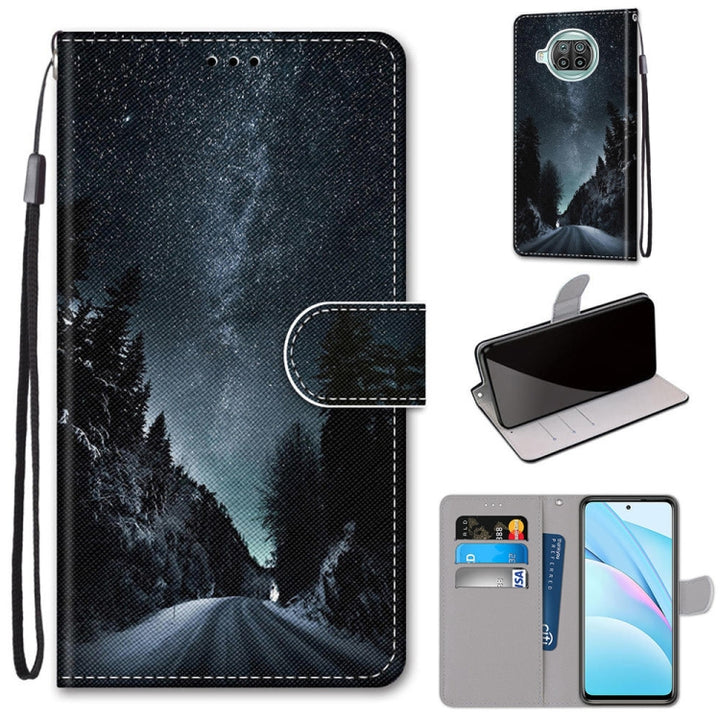 Coloured Drawing Cross Texture Horizontal Flip PU Leather Case with Holder & Card Slots & Wallet & Lanyard, For Xiaomi Mi 10T Lite 5G