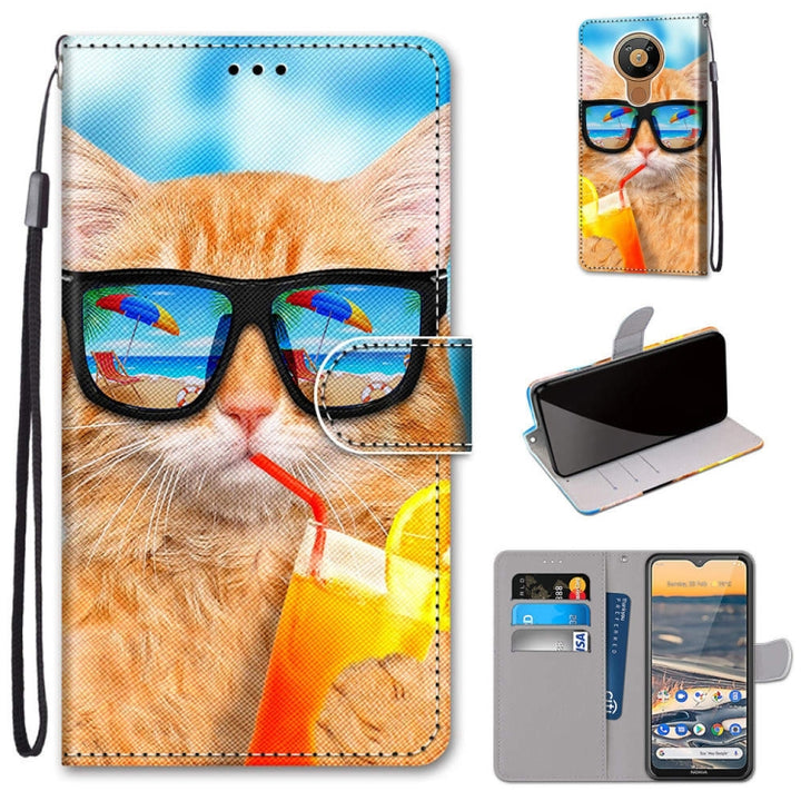 Coloured Drawing Cross Texture Horizontal Flip PU Leather Case with Holder & Card Slots & Wallet & Lanyard, For Nokia 5.3