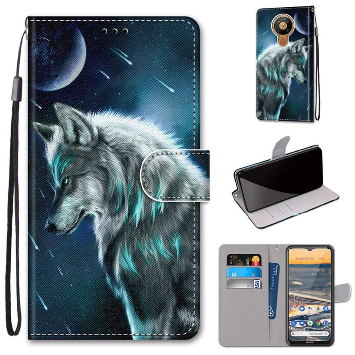 Coloured Drawing Cross Texture Horizontal Flip PU Leather Case with Holder & Card Slots & Wallet & Lanyard, For Nokia 5.3