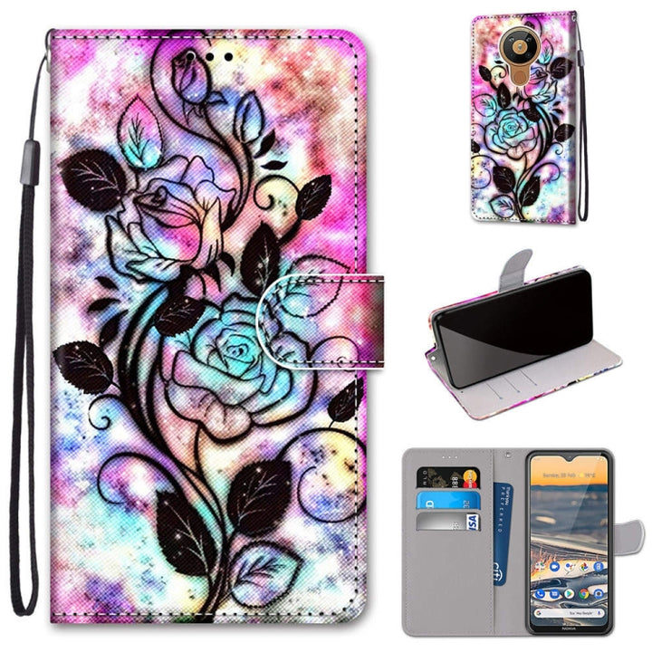 Coloured Drawing Cross Texture Horizontal Flip PU Leather Case with Holder & Card Slots & Wallet & Lanyard, For Nokia 5.3