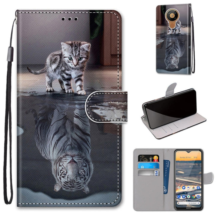 Coloured Drawing Cross Texture Horizontal Flip PU Leather Case with Holder & Card Slots & Wallet & Lanyard, For Nokia 5.3