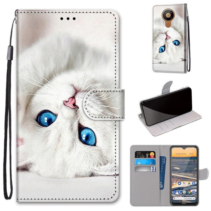 Coloured Drawing Cross Texture Horizontal Flip PU Leather Case with Holder & Card Slots & Wallet & Lanyard, For Nokia 5.3