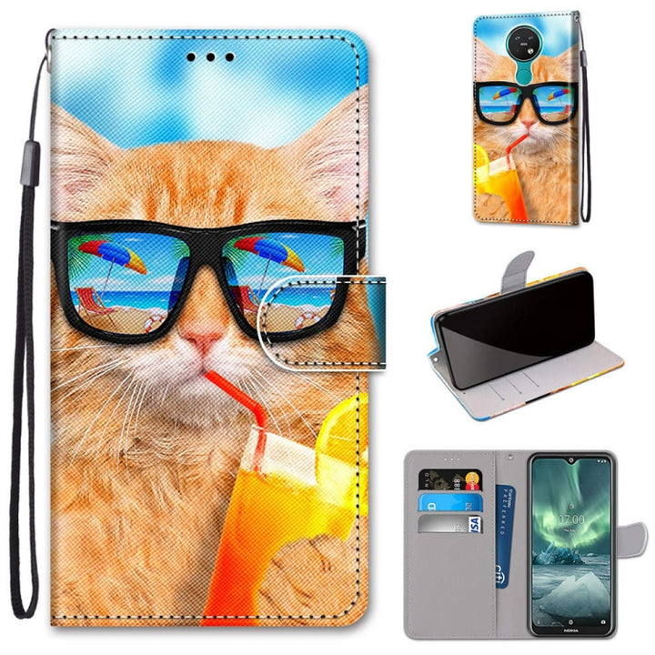 Coloured Drawing Cross Texture Horizontal Flip PU Leather Case with Holder & Card Slots & Wallet & Lanyard, For Nokia 7.2