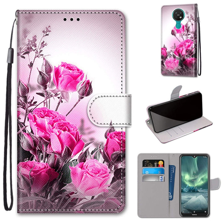 Coloured Drawing Cross Texture Horizontal Flip PU Leather Case with Holder & Card Slots & Wallet & Lanyard, For Nokia 7.2