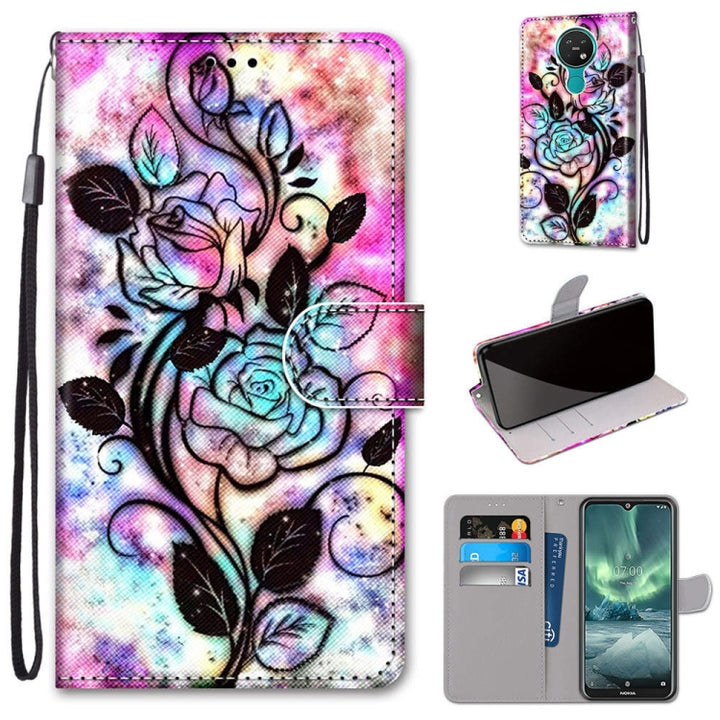 Coloured Drawing Cross Texture Horizontal Flip PU Leather Case with Holder & Card Slots & Wallet & Lanyard, For Nokia 7.2