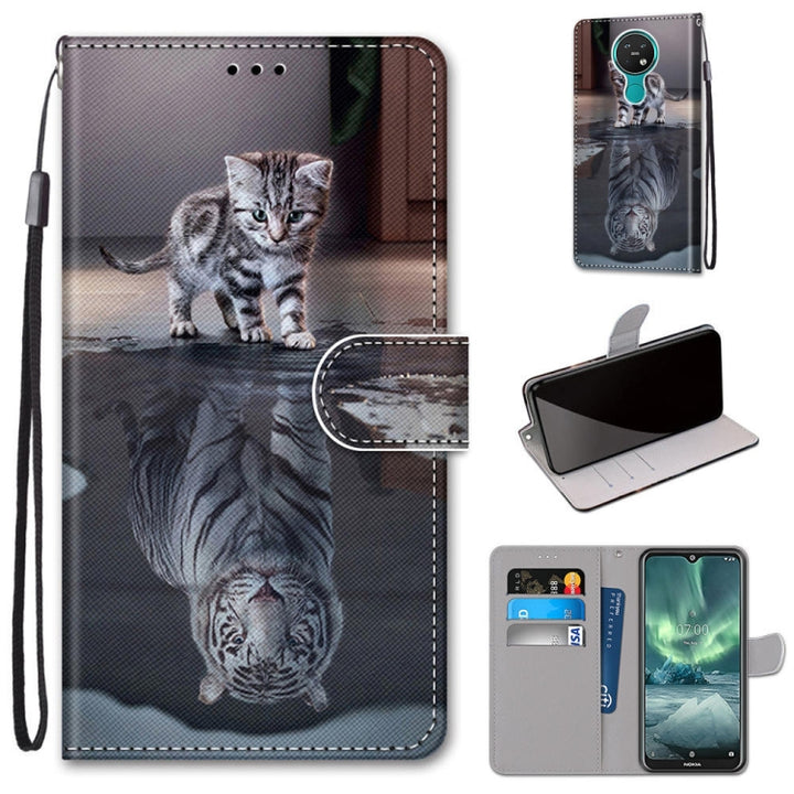 Coloured Drawing Cross Texture Horizontal Flip PU Leather Case with Holder & Card Slots & Wallet & Lanyard, For Nokia 7.2