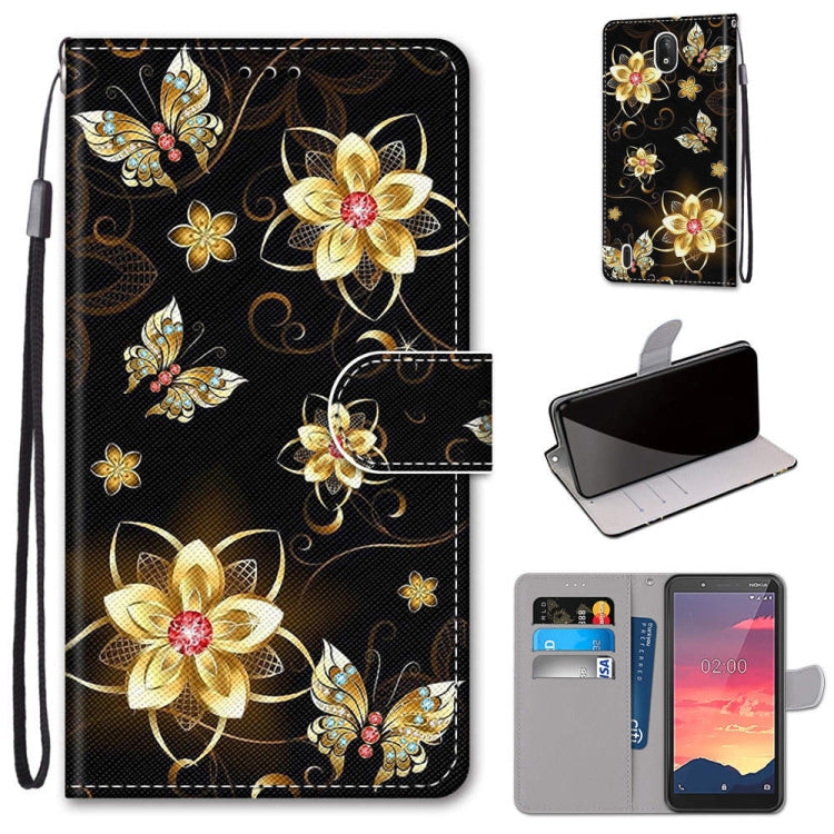 Coloured Drawing Cross Texture Horizontal Flip PU Leather Case with Holder & Card Slots & Wallet & Lanyard, For Nokia C2