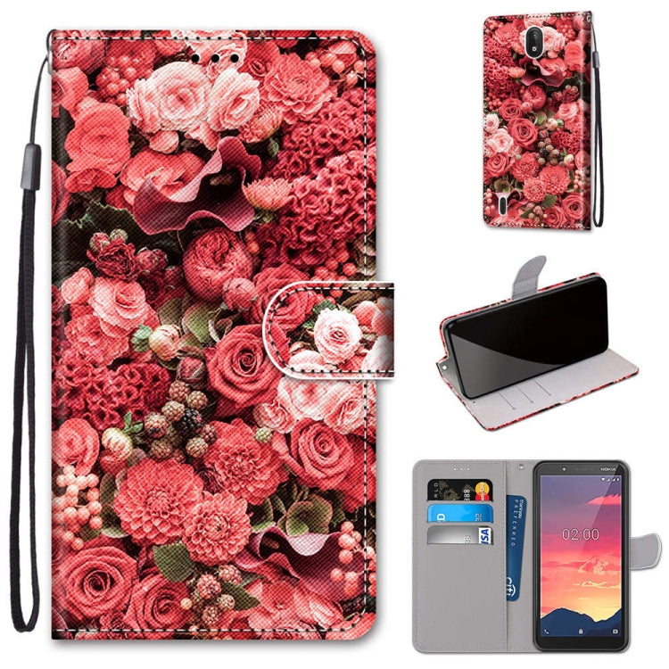 Coloured Drawing Cross Texture Horizontal Flip PU Leather Case with Holder & Card Slots & Wallet & Lanyard, For Nokia C2