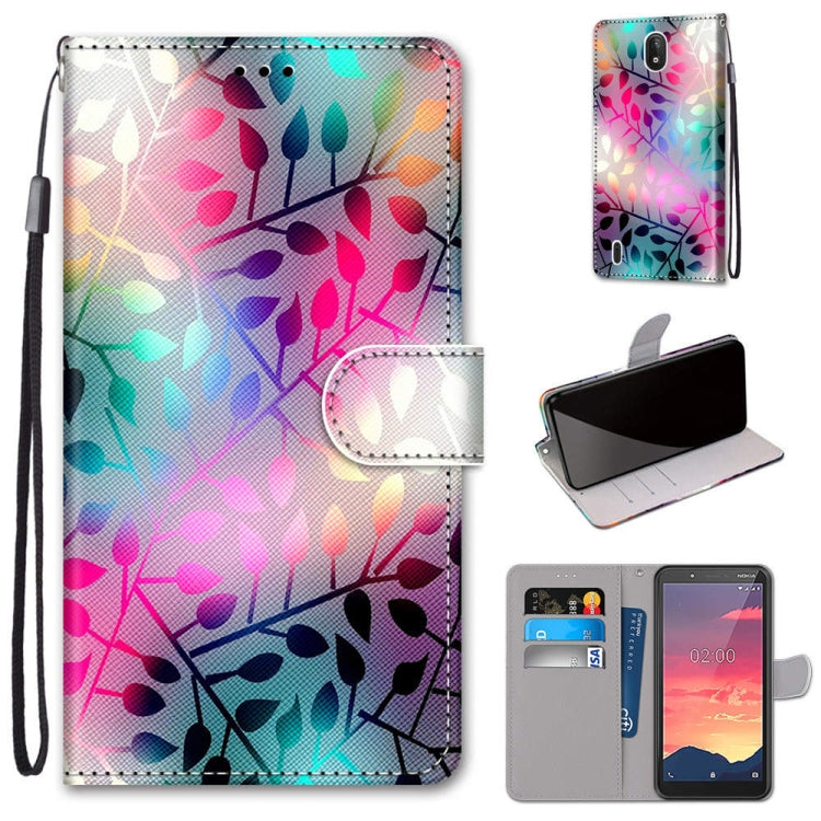 Coloured Drawing Cross Texture Horizontal Flip PU Leather Case with Holder & Card Slots & Wallet & Lanyard, For Nokia C2