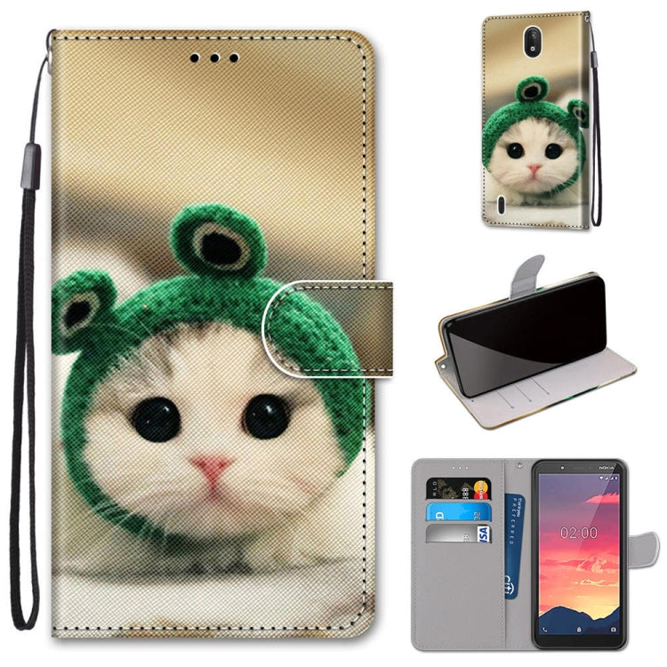 Coloured Drawing Cross Texture Horizontal Flip PU Leather Case with Holder & Card Slots & Wallet & Lanyard, For Nokia C2