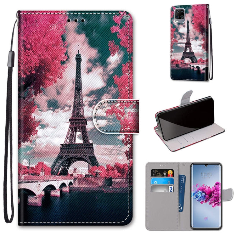 Coloured Drawing Cross Texture Horizontal Flip PU Leather Case with Holder & Card Slots & Wallet & Lanyard, For ZTE Axon 11 5G