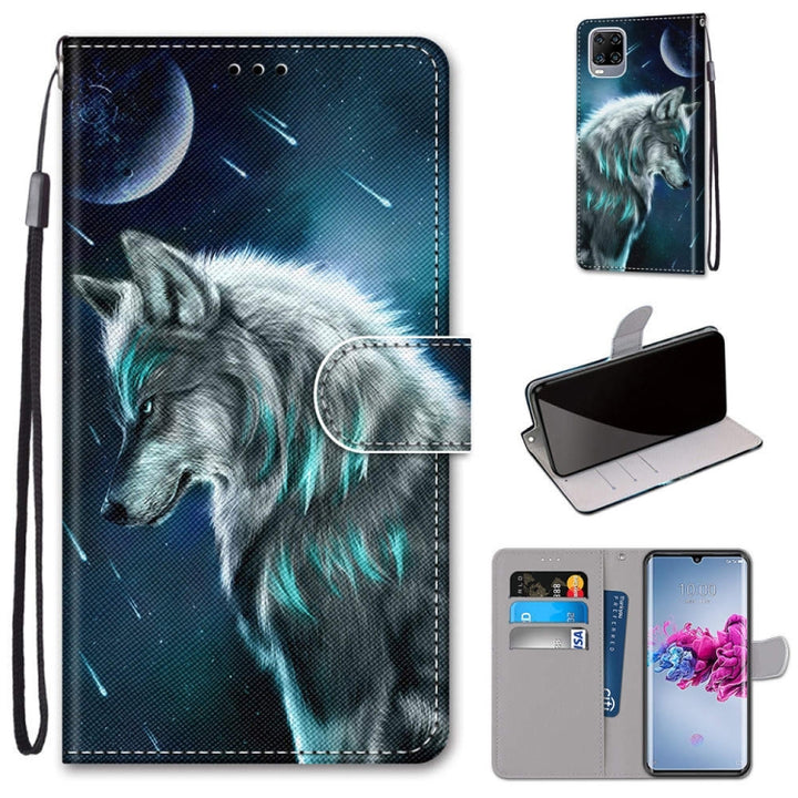 Coloured Drawing Cross Texture Horizontal Flip PU Leather Case with Holder & Card Slots & Wallet & Lanyard, For ZTE Axon 11 5G