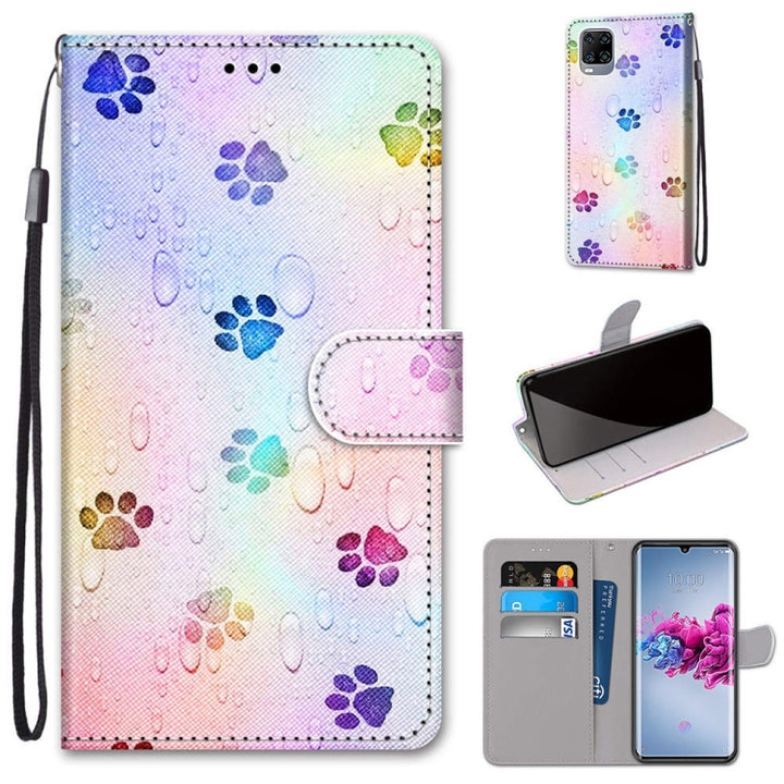 Coloured Drawing Cross Texture Horizontal Flip PU Leather Case with Holder & Card Slots & Wallet & Lanyard, For ZTE Axon 11 5G