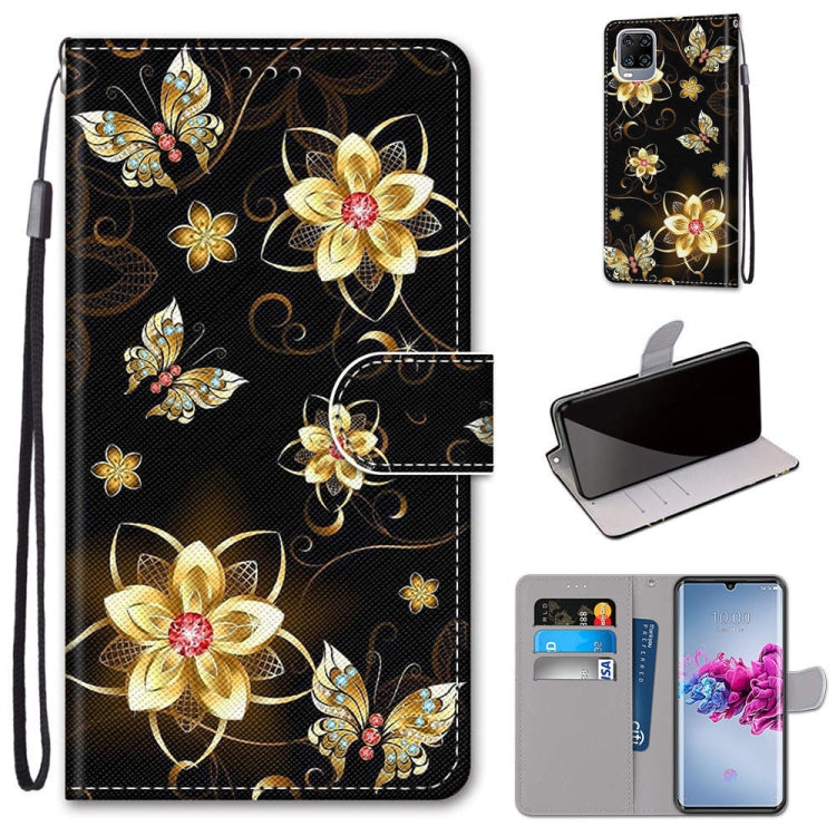 Coloured Drawing Cross Texture Horizontal Flip PU Leather Case with Holder & Card Slots & Wallet & Lanyard, For ZTE Axon 11 5G