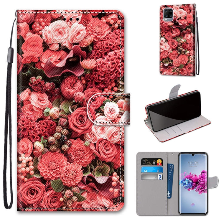 Coloured Drawing Cross Texture Horizontal Flip PU Leather Case with Holder & Card Slots & Wallet & Lanyard, For ZTE Axon 11 5G