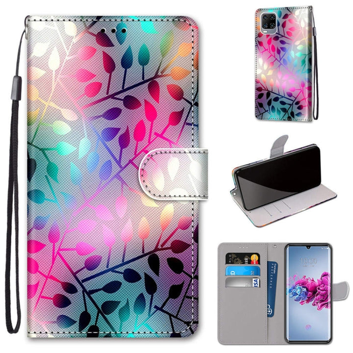 Coloured Drawing Cross Texture Horizontal Flip PU Leather Case with Holder & Card Slots & Wallet & Lanyard, For ZTE Axon 11 5G