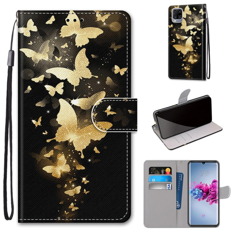 Coloured Drawing Cross Texture Horizontal Flip PU Leather Case with Holder & Card Slots & Wallet & Lanyard, For ZTE Axon 11 5G