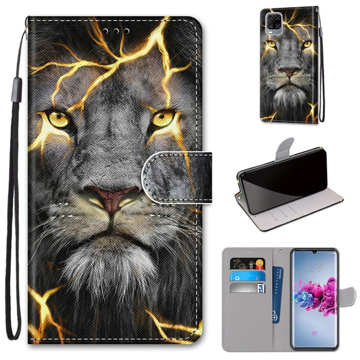 Coloured Drawing Cross Texture Horizontal Flip PU Leather Case with Holder & Card Slots & Wallet & Lanyard, For ZTE Axon 11 5G