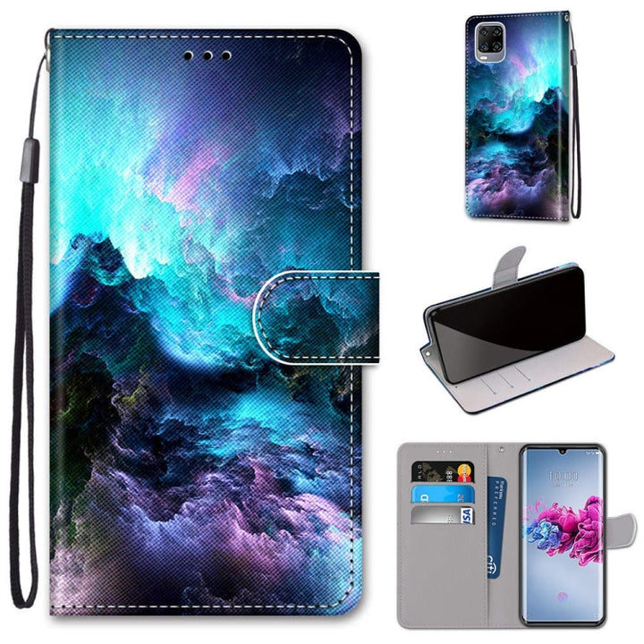 Coloured Drawing Cross Texture Horizontal Flip PU Leather Case with Holder & Card Slots & Wallet & Lanyard, For ZTE Axon 11 5G