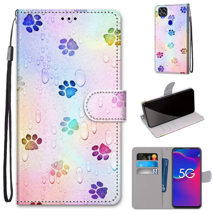 Coloured Drawing Cross Texture Horizontal Flip PU Leather Case with Holder & Card Slots & Wallet & Lanyard, For ZTE Axon 11 SE 5G