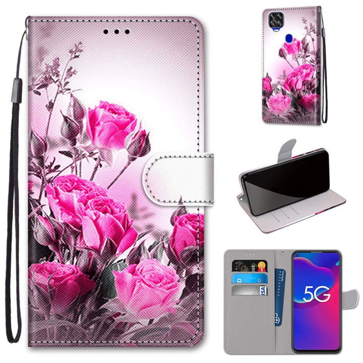 Coloured Drawing Cross Texture Horizontal Flip PU Leather Case with Holder & Card Slots & Wallet & Lanyard, For ZTE Axon 11 SE 5G