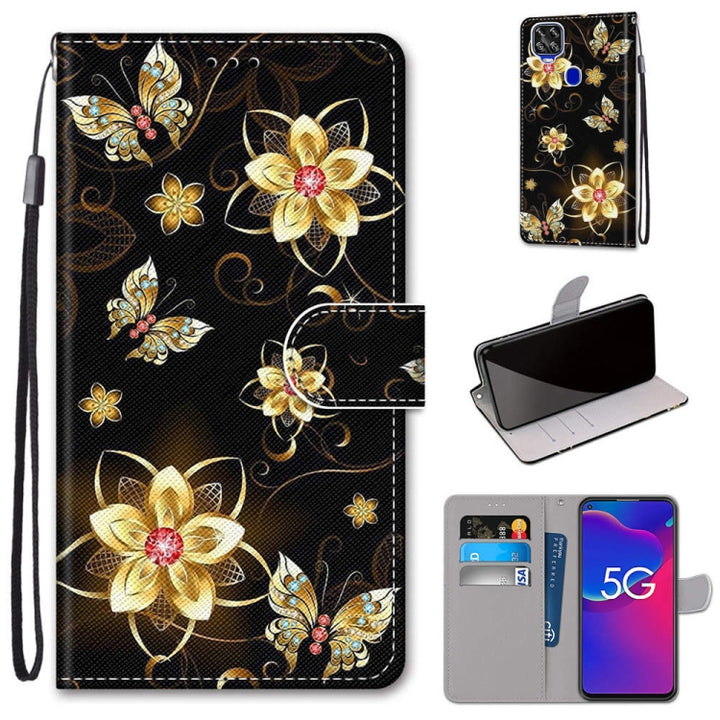 Coloured Drawing Cross Texture Horizontal Flip PU Leather Case with Holder & Card Slots & Wallet & Lanyard, For ZTE Axon 11 SE 5G