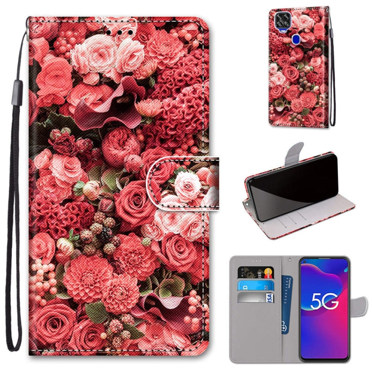 Coloured Drawing Cross Texture Horizontal Flip PU Leather Case with Holder & Card Slots & Wallet & Lanyard, For ZTE Axon 11 SE 5G