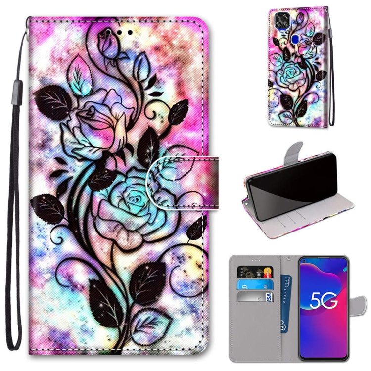 Coloured Drawing Cross Texture Horizontal Flip PU Leather Case with Holder & Card Slots & Wallet & Lanyard, For ZTE Axon 11 SE 5G