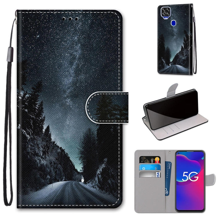 Coloured Drawing Cross Texture Horizontal Flip PU Leather Case with Holder & Card Slots & Wallet & Lanyard, For ZTE Axon 11 SE 5G