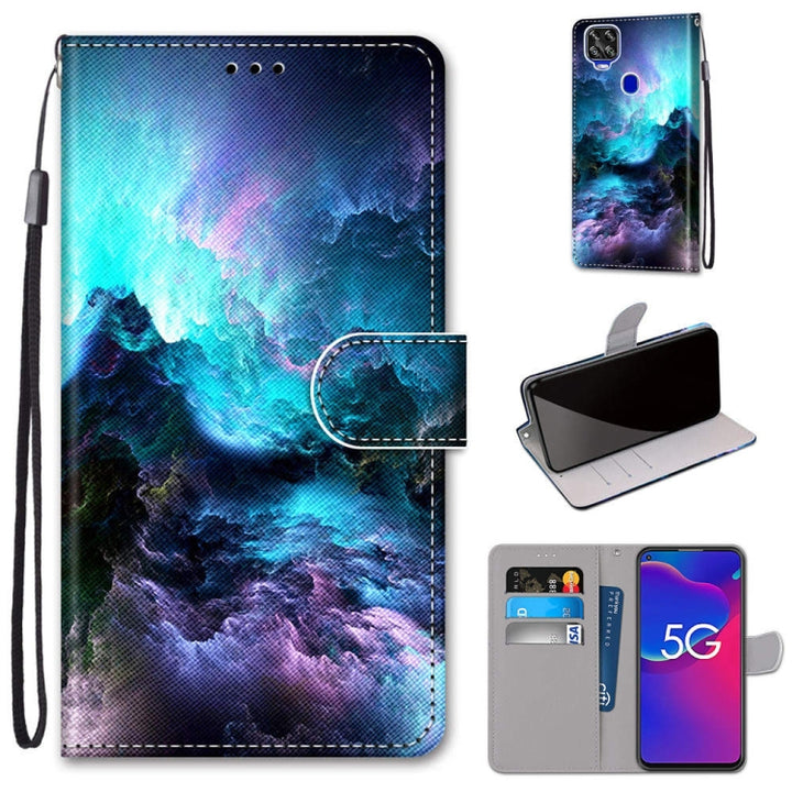 Coloured Drawing Cross Texture Horizontal Flip PU Leather Case with Holder & Card Slots & Wallet & Lanyard, For ZTE Axon 11 SE 5G