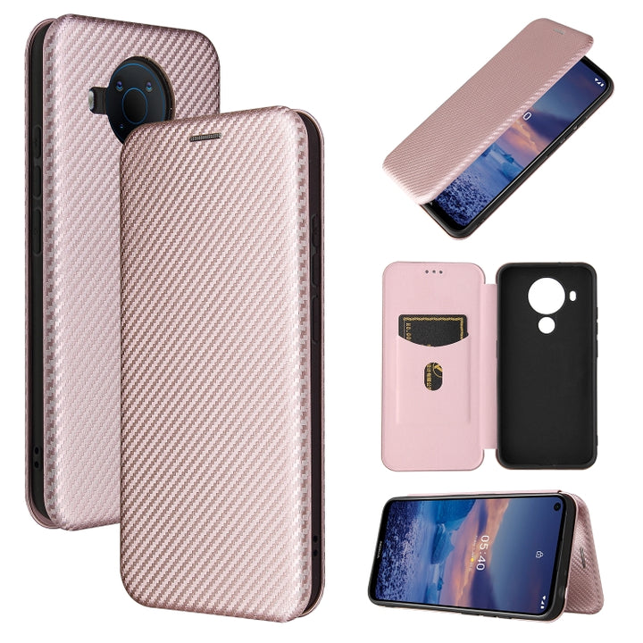 Carbon Fiber Texture Magnetic Horizontal Flip TPU + PC + PU Leather Case with Card Slot, For Nokia 5.4, For UMIDIGI A9 Pro