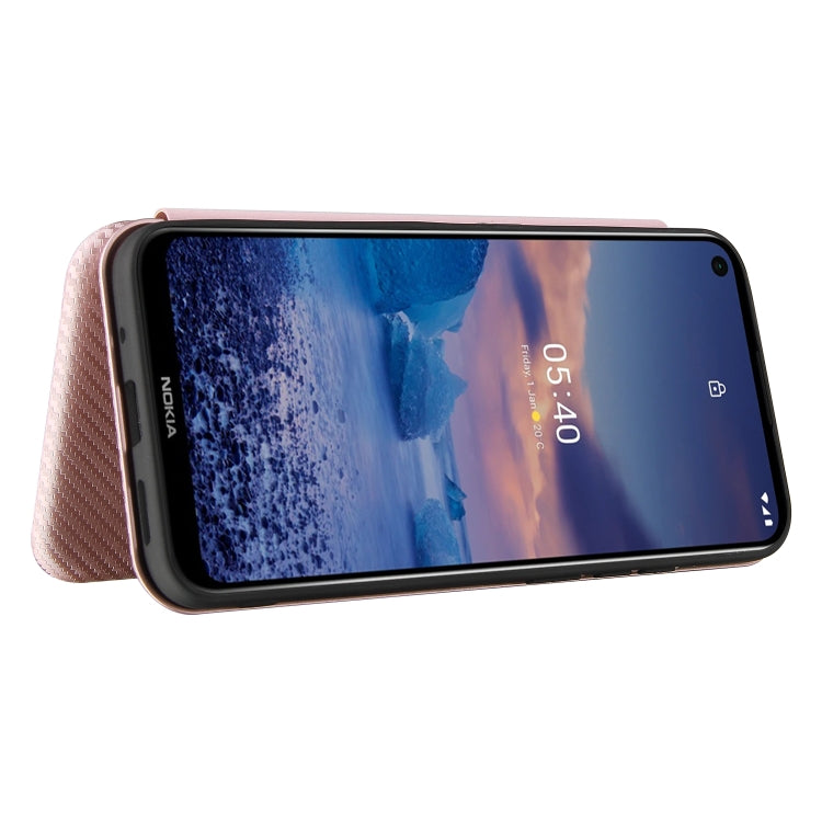 Carbon Fiber Texture Magnetic Horizontal Flip TPU + PC + PU Leather Case with Card Slot, For Nokia 5.4, For UMIDIGI A9 Pro