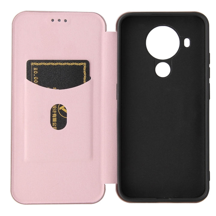 Carbon Fiber Texture Magnetic Horizontal Flip TPU + PC + PU Leather Case with Card Slot, For Nokia 5.4, For UMIDIGI A9 Pro