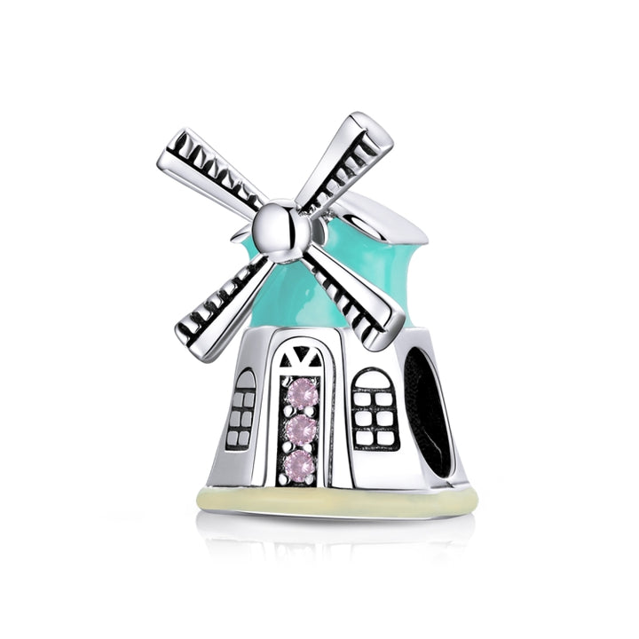 S925 Sterling Silver Dutch Windmills Beads DIY Bracelet Necklace Accessories, Dutch Windmills