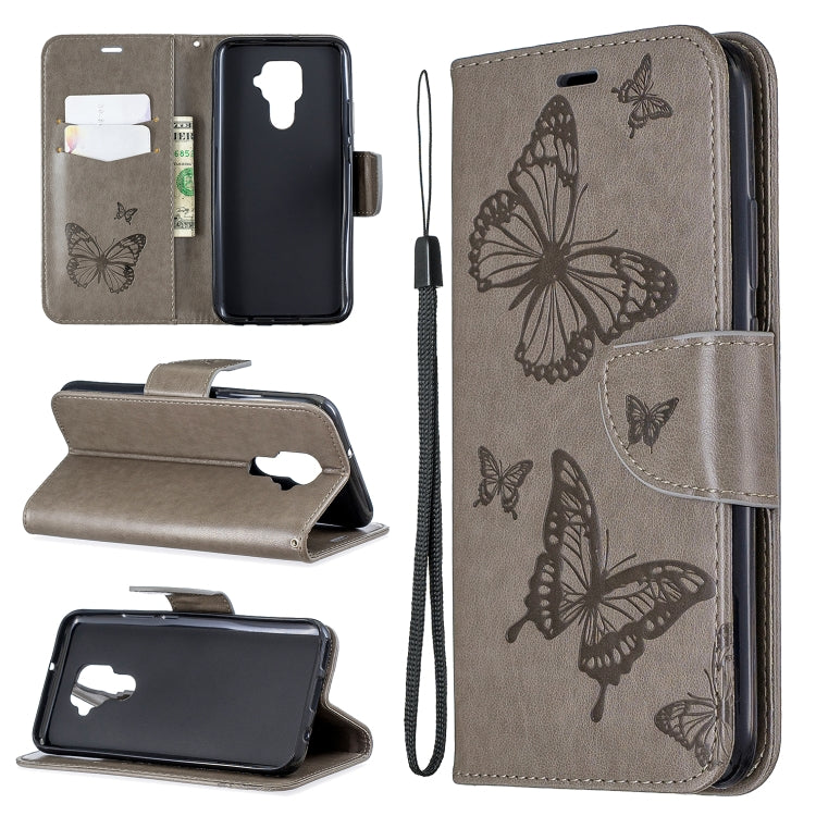 Two Butterflies Embossing Pattern Horizontal Flip Leather Case with Holder & Card Slot & Wallet & Lanyard, For Huawei Mate 30 Lite, For Huawei Mate 30 Pro, For Galaxy A10s, For Galaxy A20s, For Xiaomi Redmi Note 8