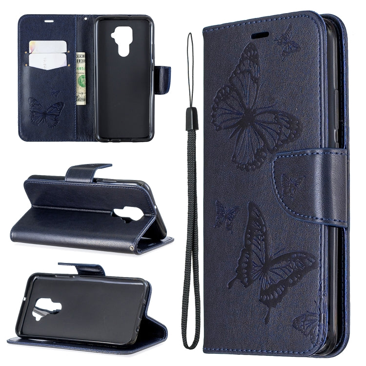 Two Butterflies Embossing Pattern Horizontal Flip Leather Case with Holder & Card Slot & Wallet & Lanyard, For Huawei Mate 30 Lite, For Huawei Mate 30 Pro, For Galaxy A10s, For Galaxy A20s, For Xiaomi Redmi Note 8