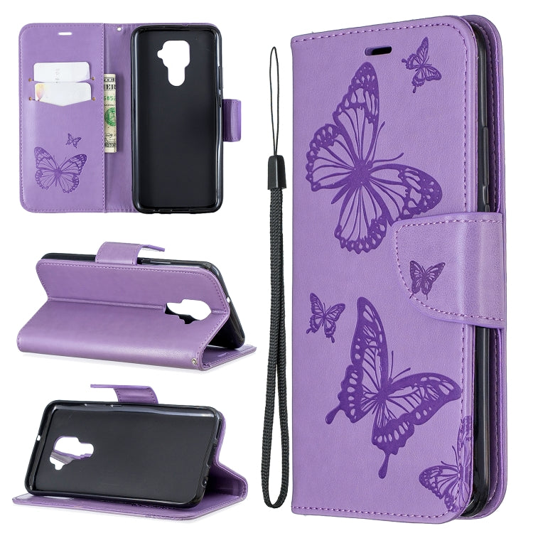 Two Butterflies Embossing Pattern Horizontal Flip Leather Case with Holder & Card Slot & Wallet & Lanyard, For Huawei Mate 30 Lite, For Huawei Mate 30 Pro, For Galaxy A10s, For Galaxy A20s, For Xiaomi Redmi Note 8