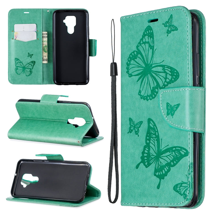 Two Butterflies Embossing Pattern Horizontal Flip Leather Case with Holder & Card Slot & Wallet & Lanyard, For Huawei Mate 30 Lite, For Huawei Mate 30 Pro, For Galaxy A10s, For Galaxy A20s, For Xiaomi Redmi Note 8