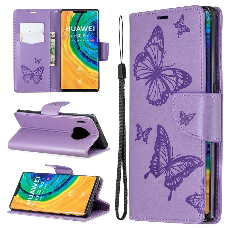 Two Butterflies Embossing Pattern Horizontal Flip Leather Case with Holder & Card Slot & Wallet & Lanyard, For Huawei Mate 30 Lite, For Huawei Mate 30 Pro, For Galaxy A10s, For Galaxy A20s, For Xiaomi Redmi Note 8