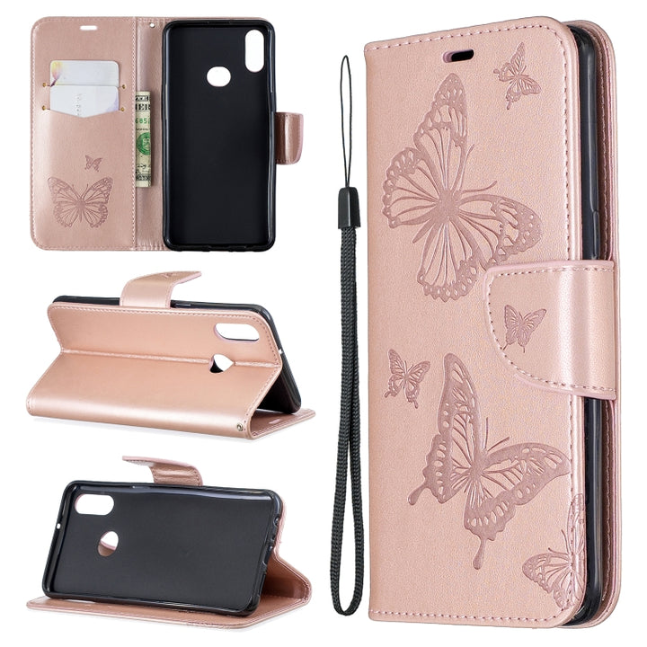 Two Butterflies Embossing Pattern Horizontal Flip Leather Case with Holder & Card Slot & Wallet & Lanyard, For Huawei Mate 30 Lite, For Huawei Mate 30 Pro, For Galaxy A10s, For Galaxy A20s, For Xiaomi Redmi Note 8