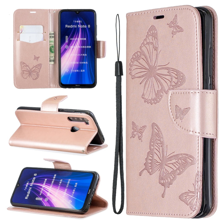 Two Butterflies Embossing Pattern Horizontal Flip Leather Case with Holder & Card Slot & Wallet & Lanyard, For Huawei Mate 30 Lite, For Huawei Mate 30 Pro, For Galaxy A10s, For Galaxy A20s, For Xiaomi Redmi Note 8