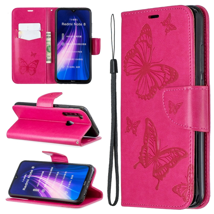 Two Butterflies Embossing Pattern Horizontal Flip Leather Case with Holder & Card Slot & Wallet & Lanyard, For Huawei Mate 30 Lite, For Huawei Mate 30 Pro, For Galaxy A10s, For Galaxy A20s, For Xiaomi Redmi Note 8