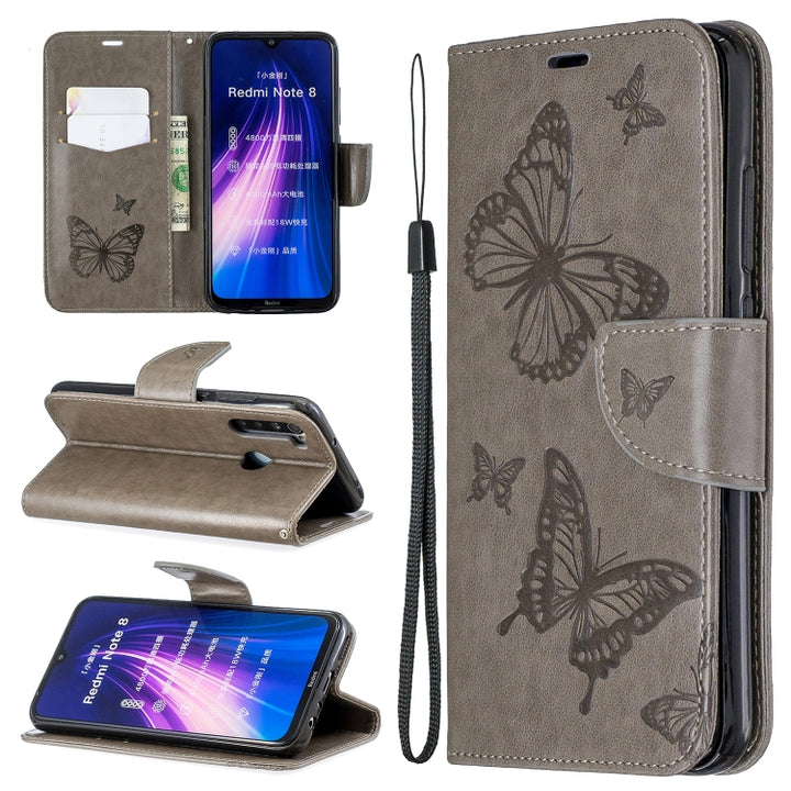 Two Butterflies Embossing Pattern Horizontal Flip Leather Case with Holder & Card Slot & Wallet & Lanyard, For Huawei Mate 30 Lite, For Huawei Mate 30 Pro, For Galaxy A10s, For Galaxy A20s, For Xiaomi Redmi Note 8