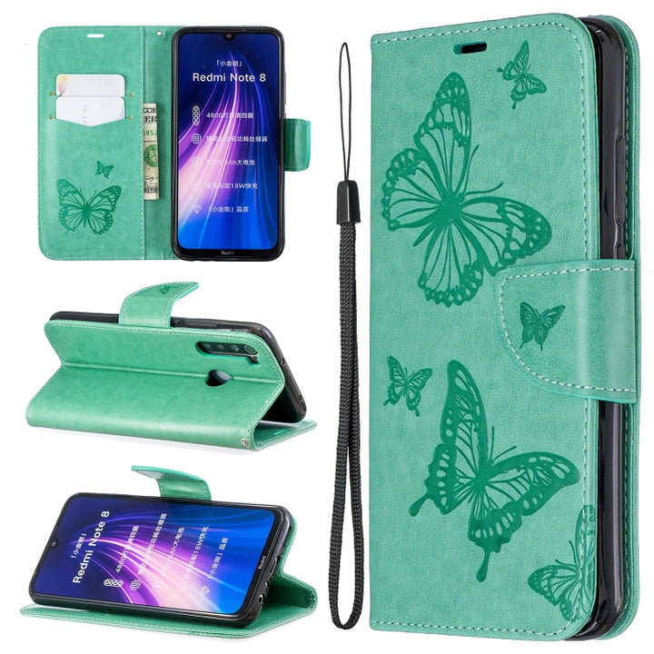 Two Butterflies Embossing Pattern Horizontal Flip Leather Case with Holder & Card Slot & Wallet & Lanyard, For Huawei Mate 30 Lite, For Huawei Mate 30 Pro, For Galaxy A10s, For Galaxy A20s, For Xiaomi Redmi Note 8