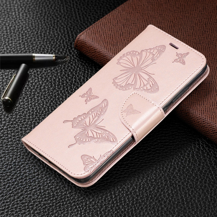 Two Butterflies Embossing Pattern Horizontal Flip Leather Case with Holder & Card Slot & Wallet & Lanyard, For Xiaomi Redmi Note 8 Pro